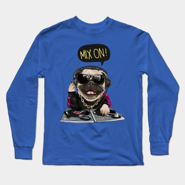 Dj Pug Long Sleeve T-Shirt by DogsandCats